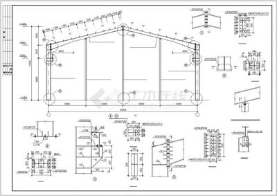 24米跨门式刚架轻型房屋钢结构厂房整套cad设计施工